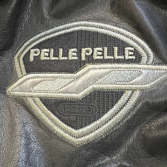 PELLE PELLE Marc Buchanan grey black embellished leather bomber jacket 42 - Picture 15 of 16